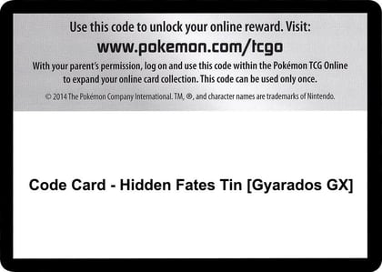 Code Card - Hidden Fates Tin [Gyarados GX], Hidden Fates P257530