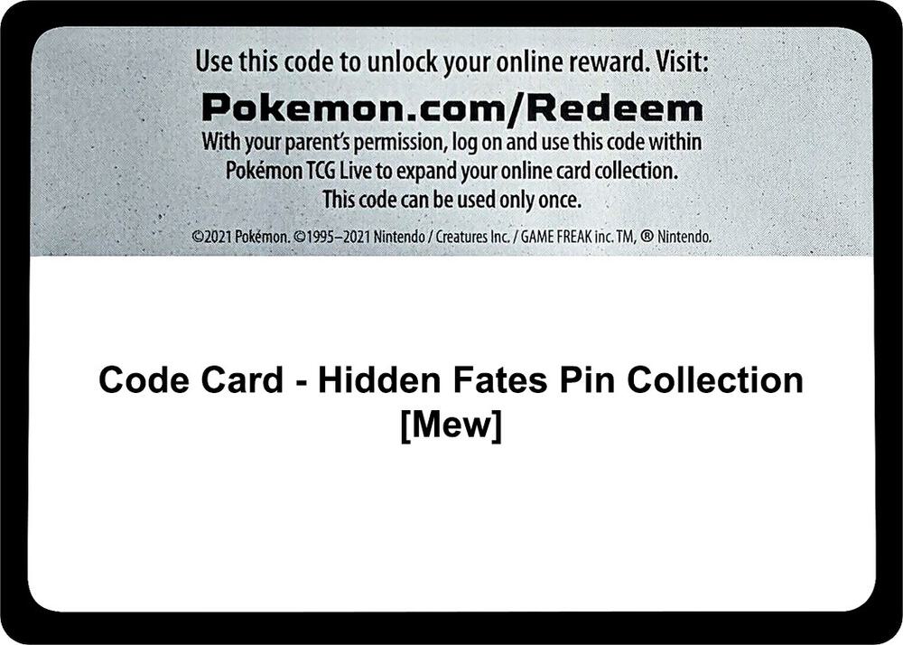 Code Card - Hidden Fates Pin Collection [Mew], Hidden Fates P483613