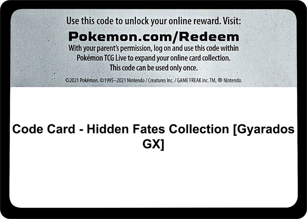 Code Card - Hidden Fates Collection [Gyarados GX], Hidden Fates P490514