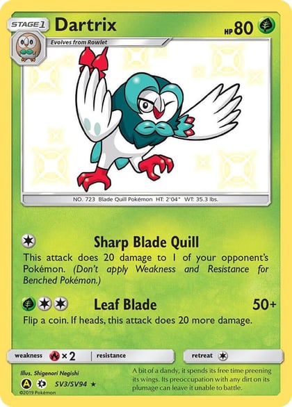 Dartrix, Hidden Fates: Shiny Vault SV3/SV94
