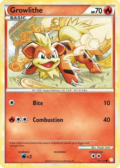 Growlithe, HeartGold SoulSilver 65/123