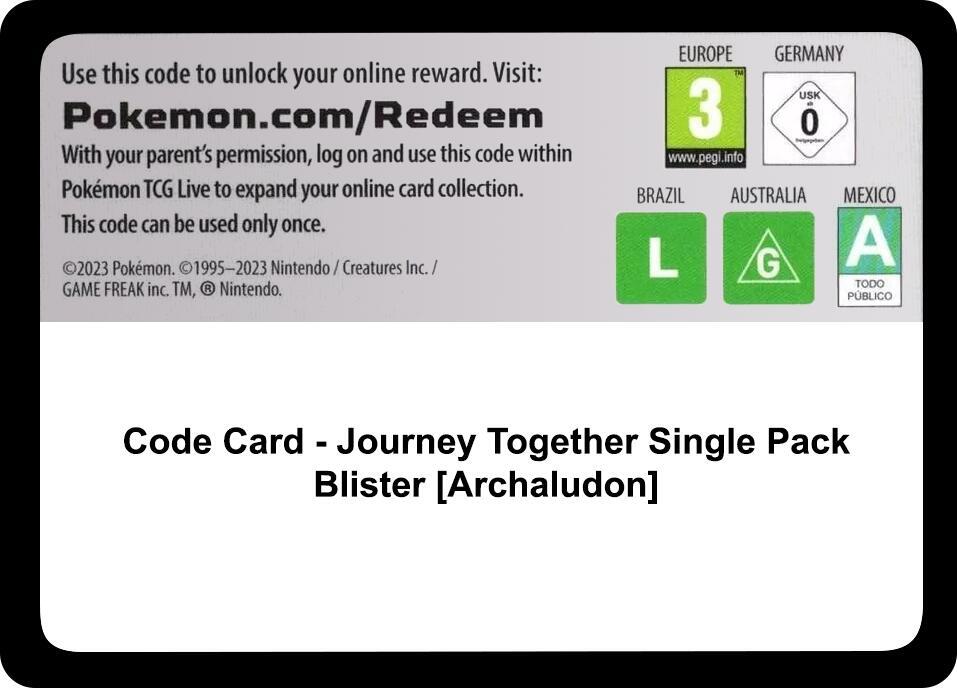 Code Card - Journey Together Single Pack Blister [Archaludon], SV09: Journey Together P626635