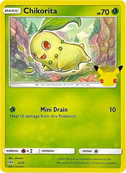 Chikorita - 2/25, McDonald's 25th Anniversary Promos 002/025