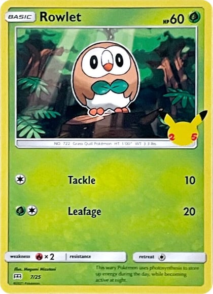Rowlet - 7/25, McDonald's 25th Anniversary Promos 007/025