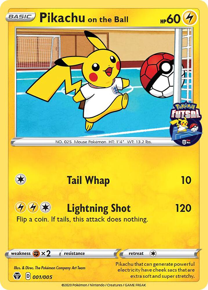 Pikachu on the Ball - 001/005 (Pokemon Futsal), Miscellaneous Cards & Products 001/005
