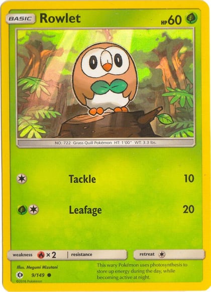 Rowlet - 9/149 (Water Web Holo), Miscellaneous Cards & Products 009/149