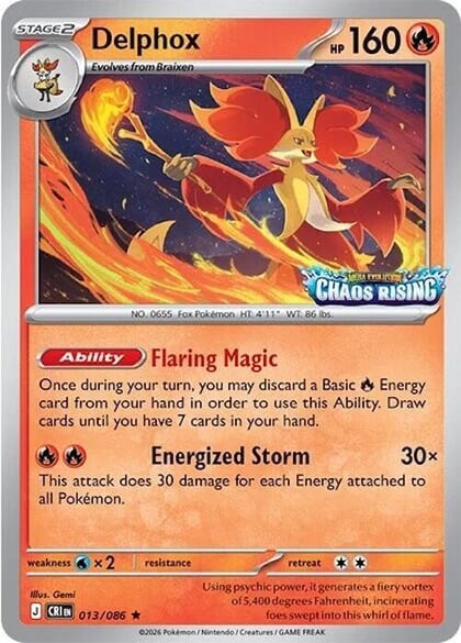 Delphox - 013/086 (Chaos Rising Stamped), Miscellaneous Cards & Products 013/086