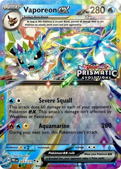 Vaporeon ex - 023/131 (Prismatic Evolutions Stamp), Miscellaneous Cards & Products 023/131