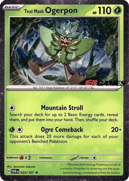 Teal Mask Ogerpon (Cosmos Holo) (EB Games Exclusive), Miscellaneous Cards & Products 024/167