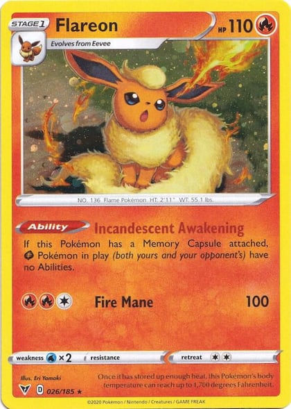 Flareon - 026/185 (Cosmos Holo), Miscellaneous Cards & Products 026/185