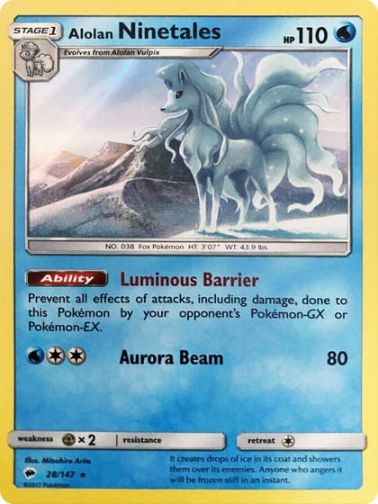 Alolan Ninetales - 28/147 (Water Web Holo), Miscellaneous Cards & Products 028/147