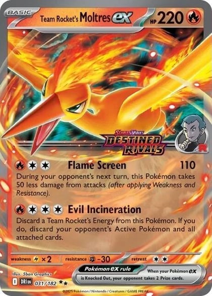 Team Rocket's Moltres ex - 31/182 (Destined Rivals Stamp), Miscellaneous Cards & Products 031/182
