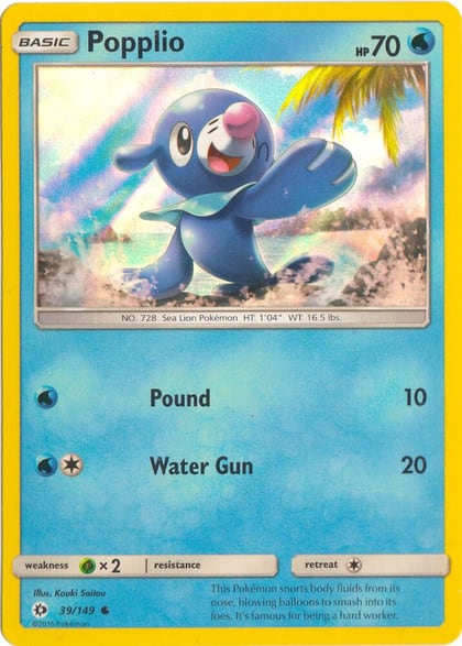 Popplio - 39/149 (Water Web Holo), Miscellaneous Cards & Products 039/149