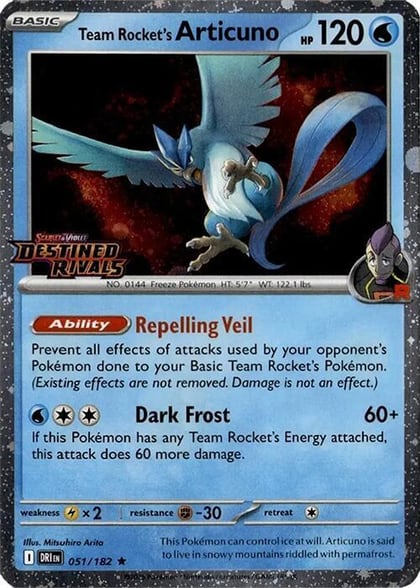 Team Rocket's Articuno - 051/182 (Cosmos Holo) (Destined Rivals Stamp), Miscellaneous Cards & Products 051/182