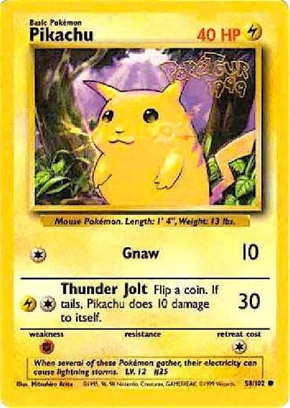 Pikachu - 58/102 (PokeTour 1999), Miscellaneous Cards & Products 058/102