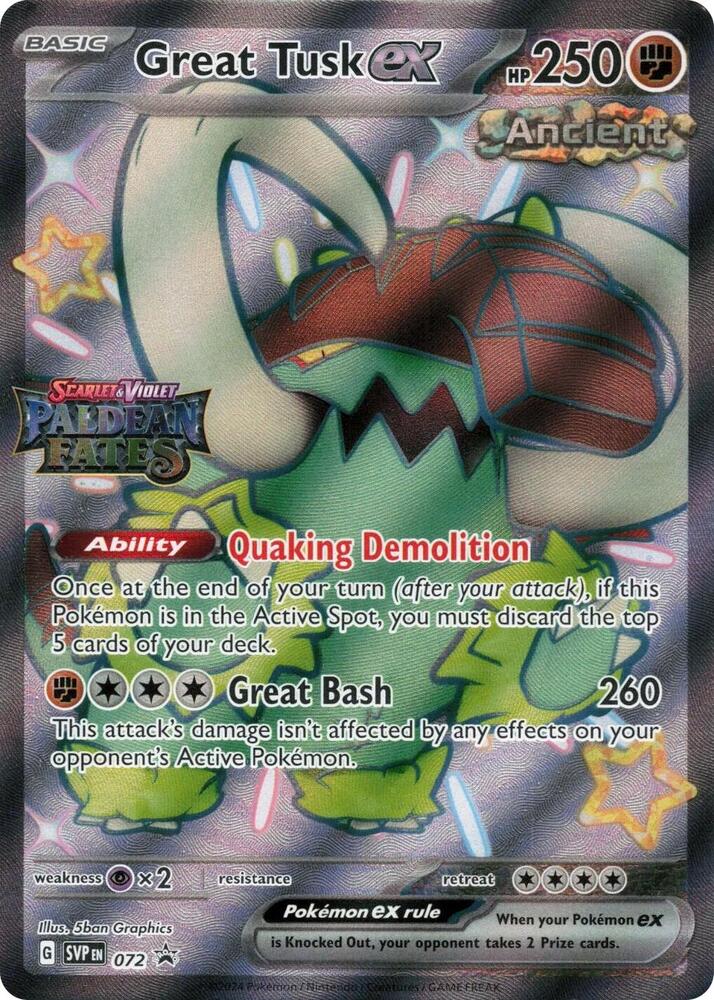 Great Tusk ex - 072 (Paldean Fates Stamped), Miscellaneous Cards & Products 072