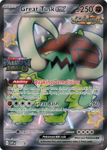 Great Tusk ex - 072 (Paldean Fates Stamped), Miscellaneous Cards & Products 072
