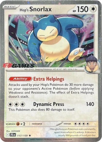 Hop's Snorlax - 117/159 (EB Games) (Cosmos Holo), Miscellaneous Cards & Products 117/159