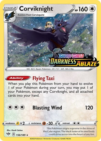 Corviknight - 156/189 (Darkness Ablaze Stamped), Miscellaneous Cards & Products 156/189