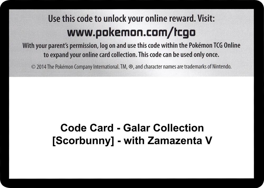 Code Card - Galar Collection [Scorbunny] - with Zamazenta V, Miscellaneous Cards & Products P251434
