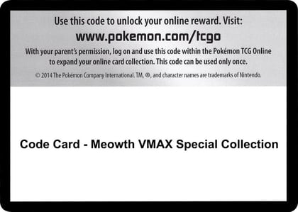 Code Card - Meowth VMAX Special Collection, Miscellaneous Cards & Products P251440