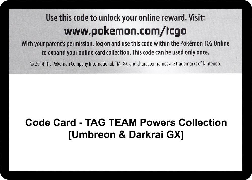 Code Card - TAG TEAM Powers Collection [Umbreon & Darkrai GX], Miscellaneous Cards & Products P251462
