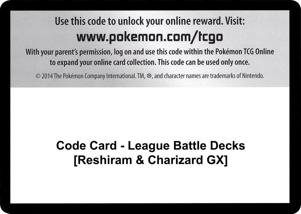 Code Card - League Battle Decks [Reshiram & Charizard GX], Miscellaneous Cards & Products P251503