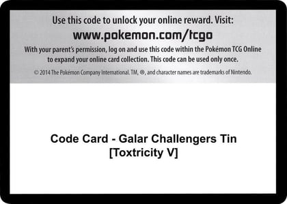 Code Card - Galar Challengers Tin [Toxtricity V], Miscellaneous Cards & Products P251570