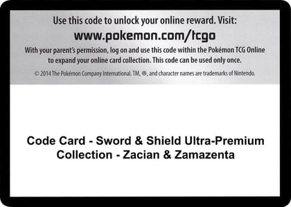 Code Card - Sword & Shield Ultra-Premium Collection - Zacian & Zamazenta, Miscellaneous Cards & Products P251572