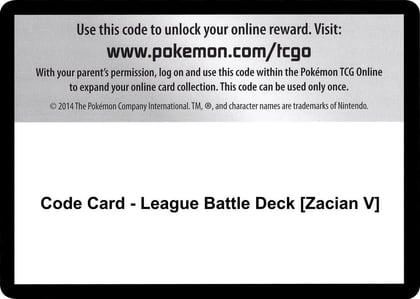 Code Card - League Battle Deck [Zacian V], Miscellaneous Cards & Products P251575