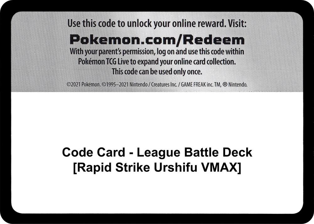 Code Card - League Battle Deck [Rapid Strike Urshifu VMAX], Miscellaneous Cards & Products P257422