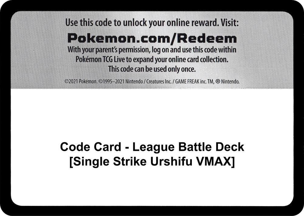 Code Card - League Battle Deck [Single Strike Urshifu VMAX], Miscellaneous Cards & Products P257423
