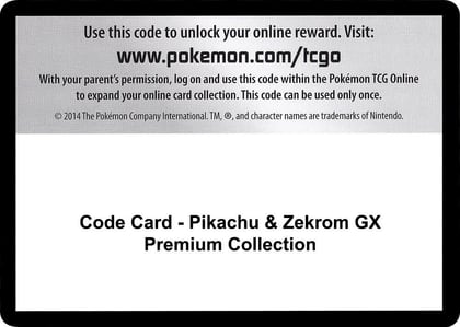 Code Card - Pikachu & Zekrom GX Premium Collection, Miscellaneous Cards & Products P257540