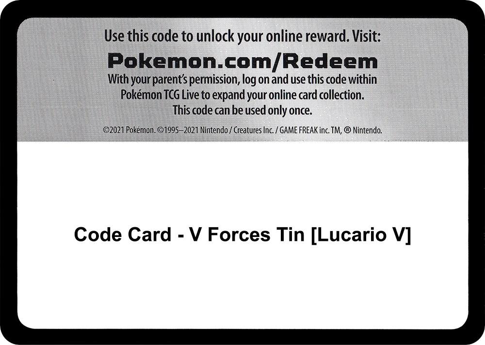Code Card - V Forces Tin [Lucario V], Miscellaneous Cards & Products P262212