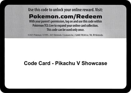 Code Card - Pikachu V Showcase, Miscellaneous Cards & Products P265708