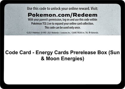 Code Card - Energy Cards Prerelease Box (Sun & Moon Energies), Miscellaneous Cards & Products P267746