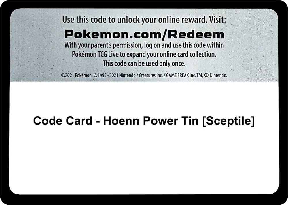 Code Card - Hoenn Power Tin [Sceptile], Miscellaneous Cards & Products P267755
