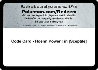 Code Card - Hoenn Power Tin [Sceptile], Miscellaneous Cards & Products P267755