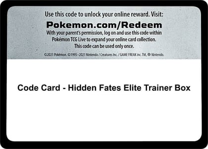 Code Card - Hidden Fates Elite Trainer Box, Miscellaneous Cards & Products P267757