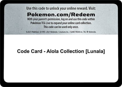 Code Card - Alola Collection [Lunala], Miscellaneous Cards & Products P267758