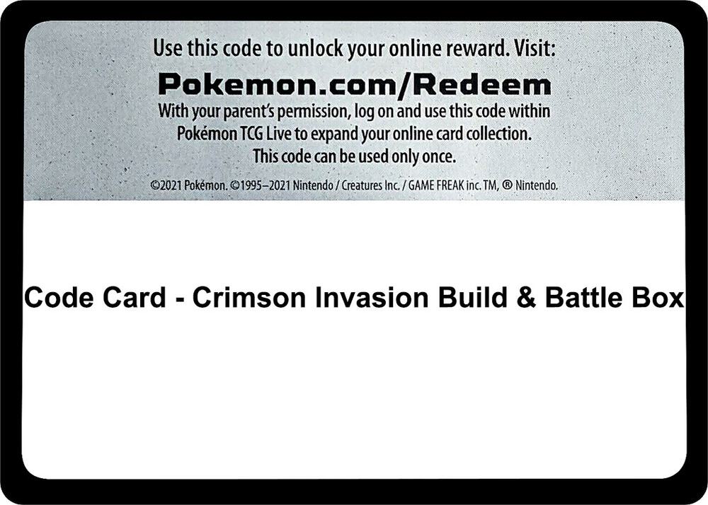 Code Card - Crimson Invasion Build & Battle Box, Miscellaneous Cards & Products P267763