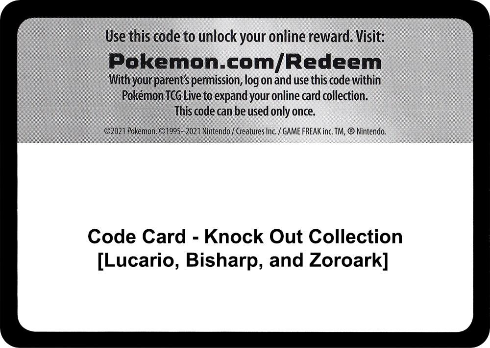 Code Card - Knock Out Collection [Lucario, Bisharp, and Zoroark], Miscellaneous Cards & Products P267764