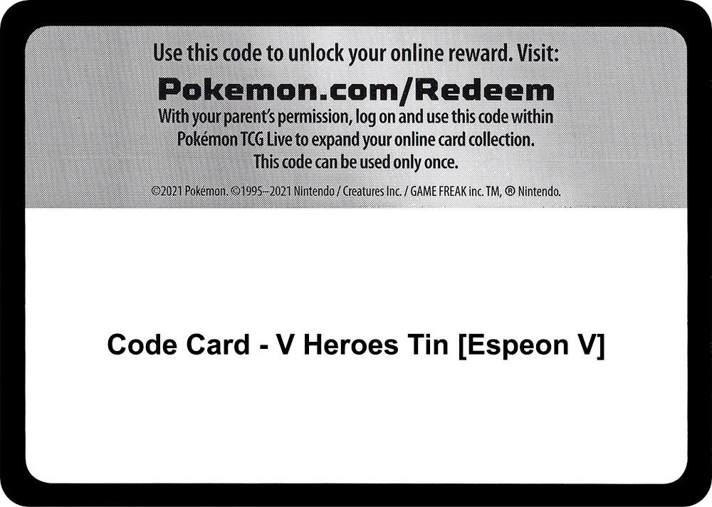 Code Card - V Heroes Tin [Espeon V], Miscellaneous Cards & Products P270666