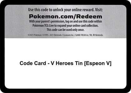 Code Card - V Heroes Tin [Espeon V], Miscellaneous Cards & Products P270666