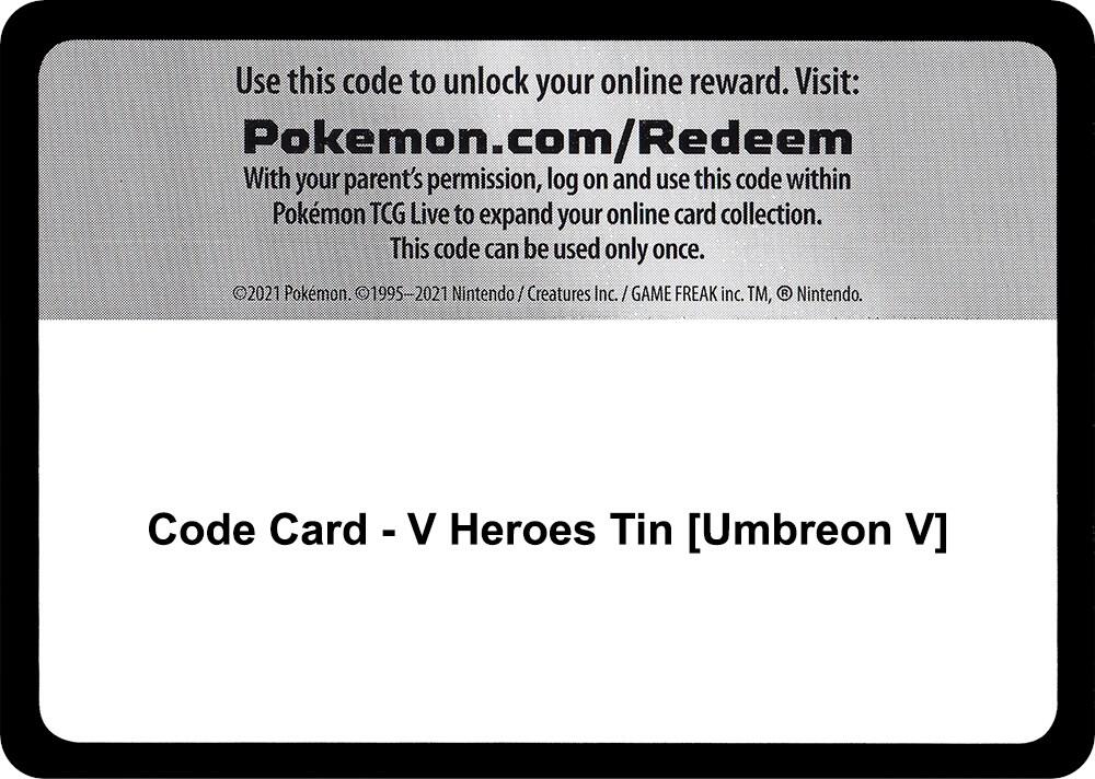 Code Card - V Heroes Tin [Umbreon V], Miscellaneous Cards & Products P270668