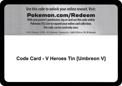 Code Card - V Heroes Tin [Umbreon V], Miscellaneous Cards & Products P270668