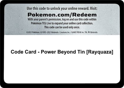 Code Card - Power Beyond Tin [Rayquaza], Miscellaneous Cards & Products P270864