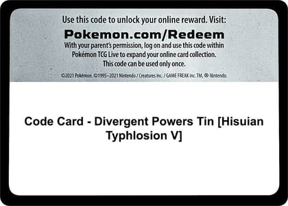 Code Card - Divergent Powers Tin [Hisuian Typhlosion V], Miscellaneous Cards & Products P277669