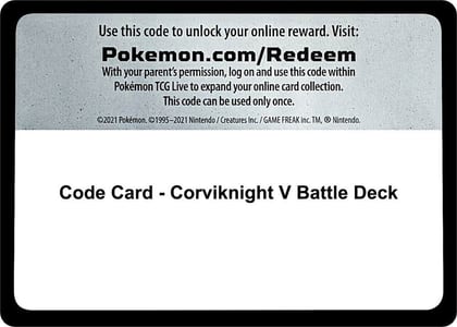 Code Card - Corviknight V Battle Deck, Miscellaneous Cards & Products P278672