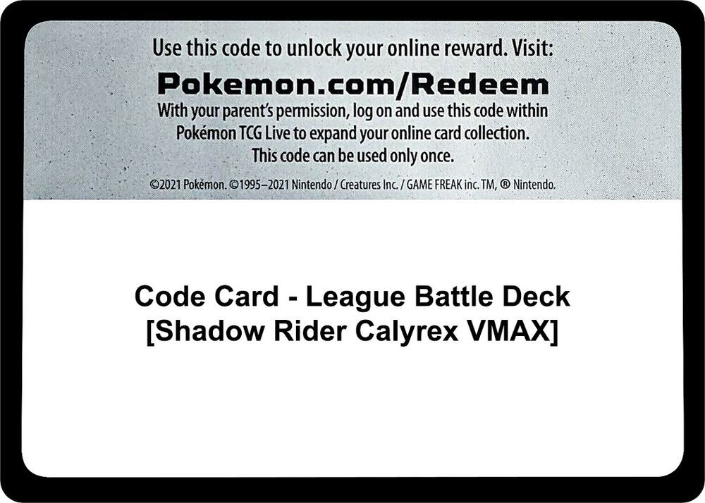 Code Card - League Battle Deck [Shadow Rider Calyrex VMAX], Miscellaneous Cards & Products P280263